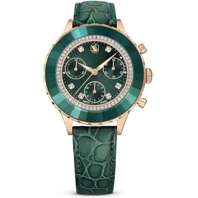 Swarovski Octea Chrono Collezione Orologio, Swiss Made Chronograph With Finitura color oro rosa And Leather Strap Swarovski Octea Chrono Collezione Orologio, Swiss Made Chronograph With Finitura color oro rosa And Leather Strap