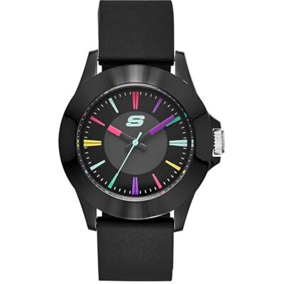 Skechers Orologio Rosencrans da donna, movimento a tre lancette, cassa in policarbonato nero da 40 mm con cinturino in silicone, Skechers Orologio Rosencrans da donna, movimento a tre lancette, cassa in policarbonato nero da 40 mm con cinturino in silicone,