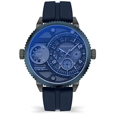 Police Ray Quadrante nero Cinturino in silicone blu Orologio analogico da uomo, 44mm Police Ray Quadrante nero Cinturino in silicone blu Orologio analogico da uomo, 44mm