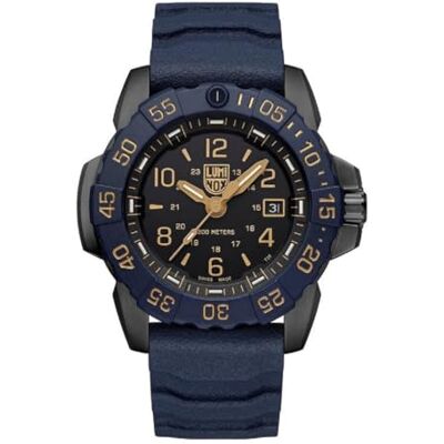 Luminox Orologio analogico al quarzo svizzero da uomo con cinturino in gomma , Blu, cinghia Luminox Orologio analogico al quarzo svizzero da uomo con cinturino in gomma , Blu, cinghia