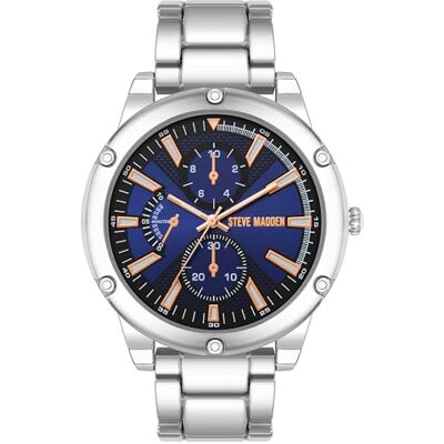 Steve Madden Orologio da braccialetto maschile, Blu/Argento Steve Madden Orologio da braccialetto maschile, Blu/Argento