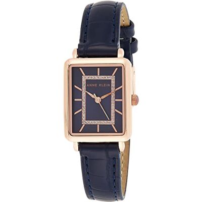 Anne Klein Orologio da donna con cinturino effetto coccodrillo, impreziosito da cristalli, AK/3824, Blu Navy/Oro Rosa Anne Klein Orologio da donna con cinturino effetto coccodrillo, impreziosito da cristalli, AK/3824, Blu Navy/Oro Rosa