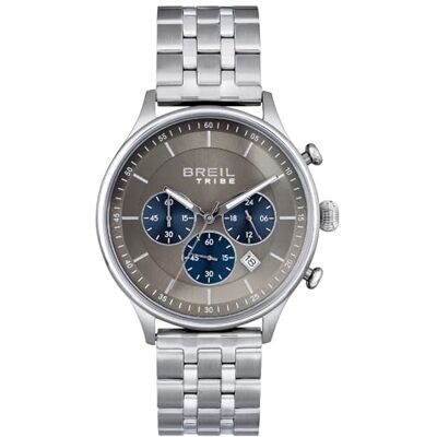 Breil Men Classy Watch Mono-Coloreous Blue Movement Chrono Quartz and Silver Steel Bracciale , Toppa in acciaio, misura unica, Bracciale Breil Men Classy Watch Mono-Coloreous Blue Movement Chrono Quartz and Silver Steel Bracciale , Toppa in acciaio, misura unica, Bracciale