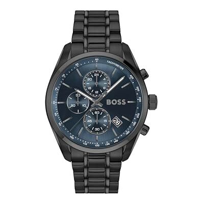 Boss Orologio con Cronografo al Quarzo Nero Collezione GRAND PRIX 44 con Cinturino in Acciaio Inossidabile Nero Boss Orologio con Cronografo al Quarzo Nero Collezione GRAND PRIX 44 con Cinturino in Acciaio Inossidabile Nero