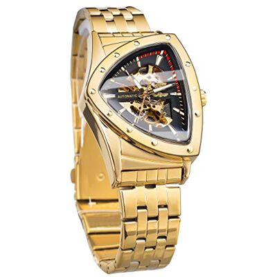 FORSINING Orologio da uomo scheletrato meccanico automatico con quadrante triangolare, luminoso, a carica automatica, cinturino in acciaio inox o morbido cinturino in silicone FORSINING Orologio da uomo scheletrato meccanico automatico con quadrante triangolare, luminoso, a carica automatica, cinturino in acciaio inox o morbido cinturino in silicone