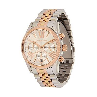 Michael Kors Lexington orologio al quarzo cronografo con cinturino in acciaio inossidabile Argento e tono oro per donna Michael Kors Lexington orologio al quarzo cronografo con cinturino in acciaio inossidabile Argento e tono oro per donna