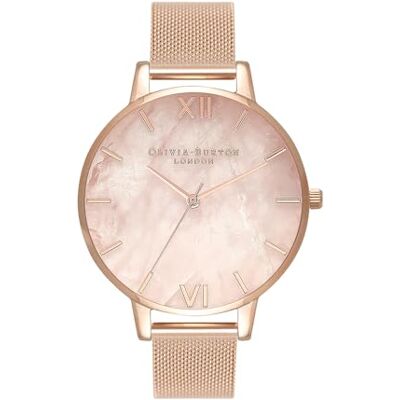 Burton Orologio Analogico al Quarzo da Donna Collezione CLASSICS (SEMI PRECIOUS) con Cinturino in Maglia Metallica in Acciaio Inossidabile Color Oro Rosa Burton Orologio Analogico al Quarzo da Donna Collezione CLASSICS (SEMI PRECIOUS) con Cinturino in Maglia Metallica in Acciaio Inossidabile Color Oro Rosa