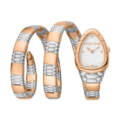 Roberto Cavalli Orologio da polso da donna al quarzo Moda bracciale e cassa in Acciaio INOX di colore Oro display analogico grigio Roberto Cavalli Orologio da polso da donna al quarzo Moda bracciale e cassa in Acciaio INOX di colore Oro display analogico grigio