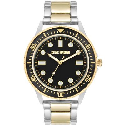 Steve Madden Orologio da braccialetto maschile, Bicolore/Nero Steve Madden Orologio da braccialetto maschile, Bicolore/Nero