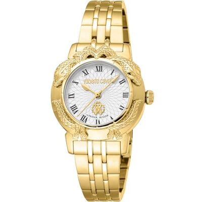 Roberto Cavalli Orologio da polso da donna al quarzo Moda bracciale e cassa in Acciaio INOX di colore Oro display analogico grigio Roberto Cavalli Orologio da polso da donna al quarzo Moda bracciale e cassa in Acciaio INOX di colore Oro display analogico grigio