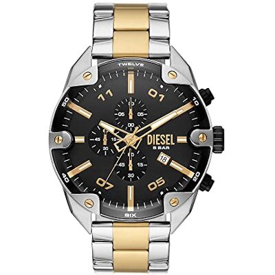 Diesel Orologio Spiked da uomo, movimento cronografo al quarzo con cinturino in acciaio inossidabile Diesel Orologio Spiked da uomo, movimento cronografo al quarzo con cinturino in acciaio inossidabile