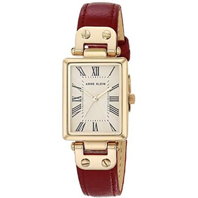 Anne Klein Orologio da polso da donna, con cinturino in pelle, AK/3754, Rosso/Oro Anne Klein Orologio da polso da donna, con cinturino in pelle, AK/3754, Rosso/Oro