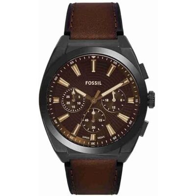 Fossil Everett Watch for Men, Quartz Chronograph Movement with Stainless Steel or Leather Strap Fossil Everett Watch for Men, Quartz Chronograph Movement with Stainless Steel or Leather Strap