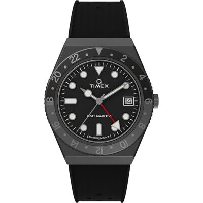 Timex Men's Q GMT 38mm Synthetic Rubber Strap Watch Timex Men's Q GMT 38mm Synthetic Rubber Strap Watch