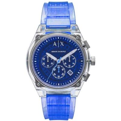 Armani Orologio da uomo, Movimento cronografo al quarzo e cassa da 44 mm con cinturino in poliuretano Armani Orologio da uomo, Movimento cronografo al quarzo e cassa da 44 mm con cinturino in poliuretano