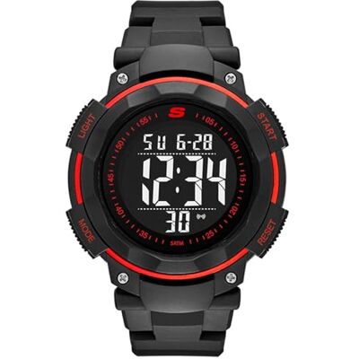 Skechers Orologio Ruhland Uomo, movimento digitale, 45 mm Nero, cassa in policarbonato rosso con cinturino in poliuretano, Skechers Orologio Ruhland Uomo, movimento digitale, 45 mm Nero, cassa in policarbonato rosso con cinturino in poliuretano,