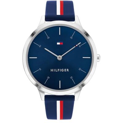 Tommy Hilfiger Orologio Analogico al Quarzo da Donna con Cinturino in Silicone Blu Tommy Hilfiger Orologio Analogico al Quarzo da Donna con Cinturino in Silicone Blu