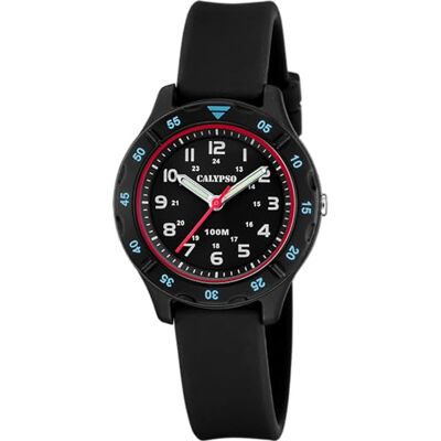 Calypso Orologio Bambino Analogico Gomma Nera Movimento al Quarzo Vetro ad Alta Resistenza Impermeabile 10 ATM Junior Collection K5847/4 Calypso Orologio Bambino Analogico Gomma Nera Movimento al Quarzo Vetro ad Alta Resistenza Impermeabile 10 ATM Junior Collection K5847/4