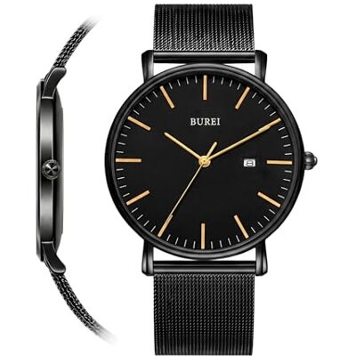 BUREI Orologio da uomo moderno minimalista Orologio da uomo elegante con quadrante grande classico con cinturino in pelle BUREI Orologio da uomo moderno minimalista Orologio da uomo elegante con quadrante grande classico con cinturino in pelle