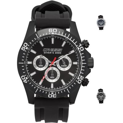 CRESSI Nereus, Orologio Cronografo Analogico Professionale Subacqueo 200 m/20 ATM Unisex Adulto, Nero/Nero, Taglia Unica CRESSI Nereus, Orologio Cronografo Analogico Professionale Subacqueo 200 m/20 ATM Unisex Adulto, Nero/Nero, Taglia Unica