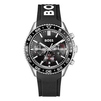 Boss Orologio con Cronografo al Quarzo da Uomo Collezione RUNNER con Cinturino in Silicone Nero, , Black Boss Orologio con Cronografo al Quarzo da Uomo Collezione RUNNER con Cinturino in Silicone Nero, , Black