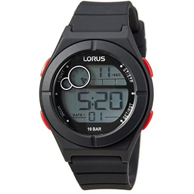 Lorus Orologio digitale al quarzo da ragazzo con cinturino in silicone, Nero Lorus Orologio digitale al quarzo da ragazzo con cinturino in silicone, Nero