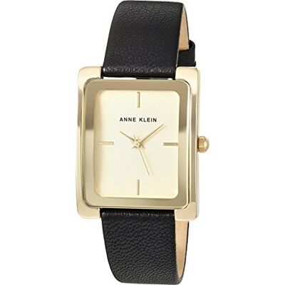 Anne Klein Orologio da donna con cinturino in pelle, Nero/Oro Anne Klein Orologio da donna con cinturino in pelle, Nero/Oro