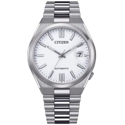 Citizen Orologio da uomo automatico Cassa 40 mm · Impermeabile 50 m · Cinturino in acciaio inossidabile · Quadrante bianco · Vetro zaffiro Citizen Orologio da uomo automatico Cassa 40 mm · Impermeabile 50 m · Cinturino in acciaio inossidabile · Quadrante bianco · Vetro zaffiro