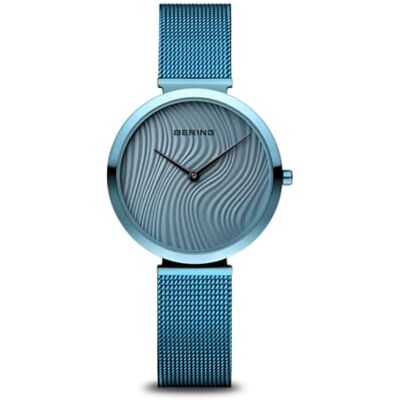 BERING Orologio da polso da donna al quarzo, cassa in acciaio inossidabile blu da 32 mm e quadrante blu, cinturino in maglia milanese, vetro zaffiro, 3 ATM BERING Orologio da polso da donna al quarzo, cassa in acciaio inossidabile blu da 32 mm e quadrante blu, cinturino in maglia milanese, vetro zaffiro, 3 ATM