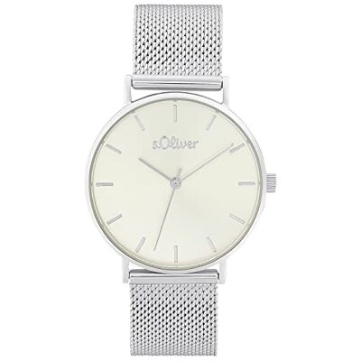 s.Oliver Orologio da polso da Donna al quarzo Analogico, con Bracciale in Acciaio Inossidabile, Argento, impermeabile 3 bar, fornito in confezione regalo s.Oliver Orologio da polso da Donna al quarzo Analogico, con Bracciale in Acciaio Inossidabile, Argento, impermeabile 3 bar, fornito in confezione regalo