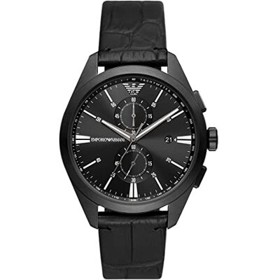 Emporio Armani Orologio Uomo, movimento cronografo, cassa in acciaio 43 mm con cinturino in pelle Pro-Planet, , Nero, 43 mm Emporio Armani Orologio Uomo, movimento cronografo, cassa in acciaio 43 mm con cinturino in pelle Pro-Planet, , Nero, 43 mm