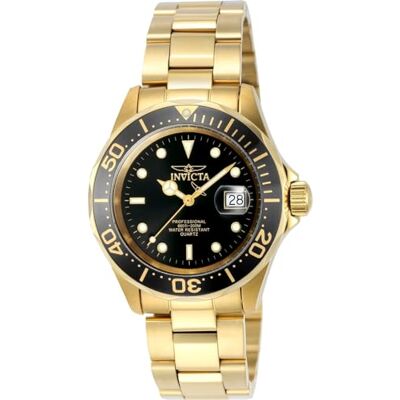 Invicta Pro Diver Orologio da Uomo in acciaio inossidabile con movimento Quarzo 40mm, Oro / Nero Invicta Pro Diver Orologio da Uomo in acciaio inossidabile con movimento Quarzo 40mm, Oro / Nero