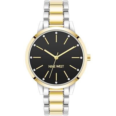 Nine West Orologio da Donna con cinturino in autentico cristallo accentato, Argento/Oro Nine West Orologio da Donna con cinturino in autentico cristallo accentato, Argento/Oro