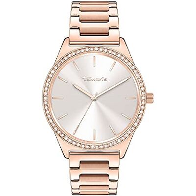 Tamaris orologio da donna Grande, Sportiva-Elegante orologio da polso 38mm, Band in acciaio inossidabile, Zirkoniasteine, MOP/Perlmutt, argento, Rold, Oro rosa, 3 ATM Wasserdicht Tamaris orologio da donna Grande, Sportiva-Elegante orologio da polso 38mm, Band in acciaio inossidabile, Zirkoniasteine, MOP/Perlmutt, argento, Rold, Oro rosa, 3 ATM Wasserdicht