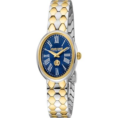 Roberto Cavalli Orologio da polso da donna al quarzo Moda bracciale e cassa in Acciaio INOX di colore Oro display analogico blu Roberto Cavalli Orologio da polso da donna al quarzo Moda bracciale e cassa in Acciaio INOX di colore Oro display analogico blu