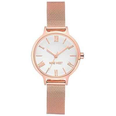 Nine West Orologio da donna con cinturino in maglia mesh, Oro Rosa Nine West Orologio da donna con cinturino in maglia mesh, Oro Rosa