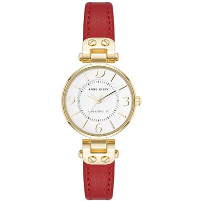 Anne Klein Orologio da Donna con cinturino in pelle sostenibile, AK/5144, Rosso Anne Klein Orologio da Donna con cinturino in pelle sostenibile, AK/5144, Rosso