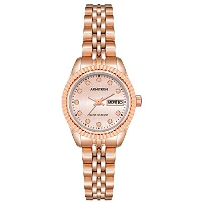 Armitron Orologio da Donna con cinturino in metallo con quadrante accentato in cristallo, giorno/data, 75/2475, Oro Rosa Armitron Orologio da Donna con cinturino in metallo con quadrante accentato in cristallo, giorno/data, 75/2475, Oro Rosa