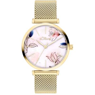 s.Oliver Orologio da donna rotondo oro 16 mm elegante orologio da donna in metallo con movimento al quarzo impermeabile 3 ATM antigraffio s.Oliver Orologio da donna rotondo oro 16 mm elegante orologio da donna in metallo con movimento al quarzo impermeabile 3 ATM antigraffio