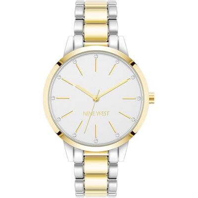 Nine West Orologio da Donna con cinturino in autentico cristallo accentato, Oro/Argento Nine West Orologio da Donna con cinturino in autentico cristallo accentato, Oro/Argento