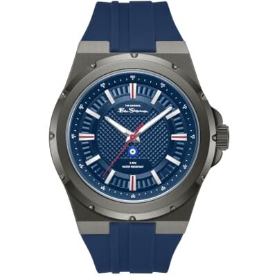 Ben Sherman Orologio da uomo Gloucester con quadrante blu in rilievo, cinturino in silicone blu e cassa color canna di fucile Ben Sherman Orologio da uomo Gloucester con quadrante blu in rilievo, cinturino in silicone blu e cassa color canna di fucile