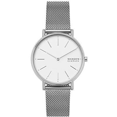 Skagen Signatur Orologio da donna, Movimento al quarzo a due lancette con cinturino in acciaio inossidabile o in pelle, 38 mm, Grigio e bianco Skagen Signatur Orologio da donna, Movimento al quarzo a due lancette con cinturino in acciaio inossidabile o in pelle, 38 mm, Grigio e bianco