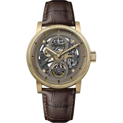 Ingersoll The Guy Orologio automatico da uomo, 44 mm, con quadrante grigio e cinturino in pelle marrone Ingersoll The Guy Orologio automatico da uomo, 44 mm, con quadrante grigio e cinturino in pelle marrone