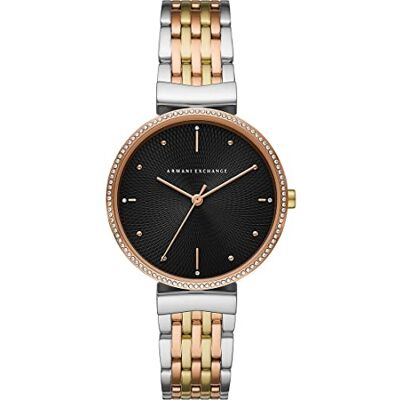 Armani Orologio a tre lancette donna, cassa in acciaio inossidabile multi da 36 mm con bracciale in acciaio inossidabile, , Tono argento e nero Armani Orologio a tre lancette donna, cassa in acciaio inossidabile multi da 36 mm con bracciale in acciaio inossidabile, , Tono argento e nero