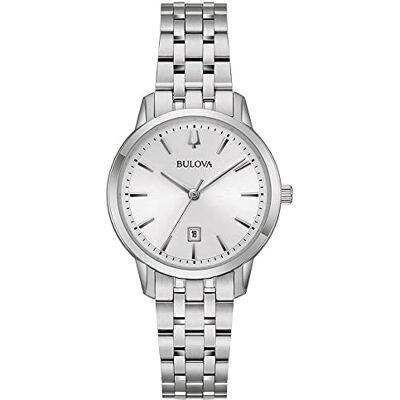 Bulova Orologio analogico al quarzo da donna con cinturino in acciaio inox , argento, Bracciale Bulova Orologio analogico al quarzo da donna con cinturino in acciaio inox , argento, Bracciale