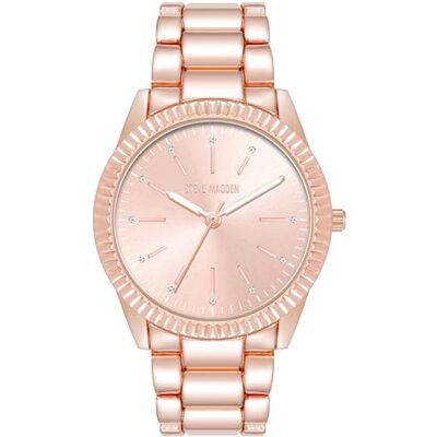 Steve Madden Orologio da donna con cinturino in vero cristallo, Oro rosa Steve Madden Orologio da donna con cinturino in vero cristallo, Oro rosa