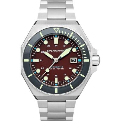 Spinnaker Dumas Orologio da uomo 44 mm automatico a 3 lancette con cinturino in acciaio inossidabile massiccio SP-5081 Spinnaker Dumas Orologio da uomo 44 mm automatico a 3 lancette con cinturino in acciaio inossidabile massiccio SP-5081