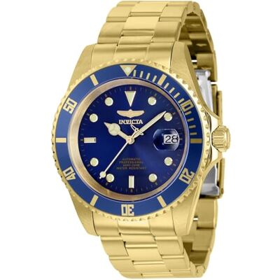 Invicta Pro Diver Orologio da Uomo in Acciaio Inossidabile con Movimento Automatico 43 mm, Oro/Blu Invicta Pro Diver Orologio da Uomo in Acciaio Inossidabile con Movimento Automatico 43 mm, Oro/Blu