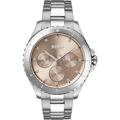Boss Orologio Analogico Multifunzione al Quarzo da Donna Collezione PREMIERE con Cinturino in Acciaio Inossidabile Argentato Boss Orologio Analogico Multifunzione al Quarzo da Donna Collezione PREMIERE con Cinturino in Acciaio Inossidabile Argentato