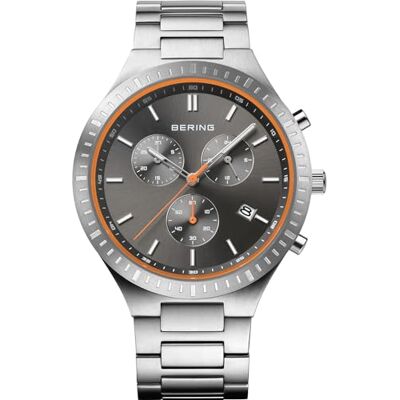 BERING Orologio da uomo al quarzo, orologio da polso con cassa in titanio color argento da 43 mm e quadrante nero, cinturino in titanio con elementi in titanio, 5 ATM BERING Orologio da uomo al quarzo, orologio da polso con cassa in titanio color argento da 43 mm e quadrante nero, cinturino in titanio con elementi in titanio, 5 ATM
